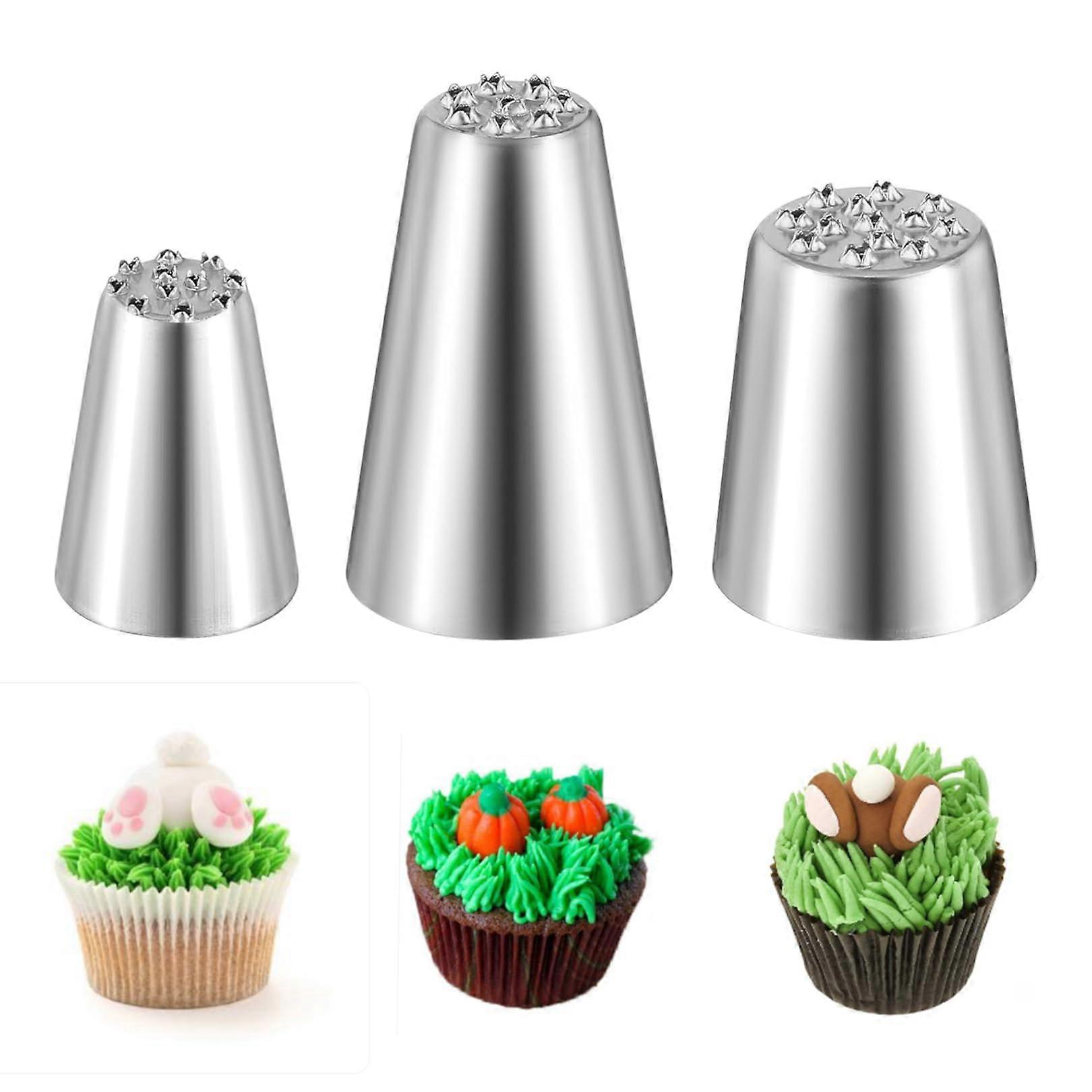 Set of 3 Professional 304 Stainless Steel Icing Nozzles for Piping Bags, Reusable Large Nozzles for Cakes, Cupcakes, Biscuits