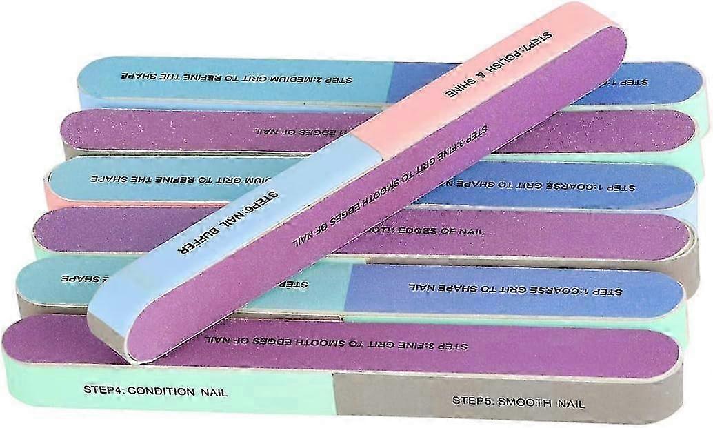 2025 7pcs Nail File and Nail Buffer Manicure, random color delivery