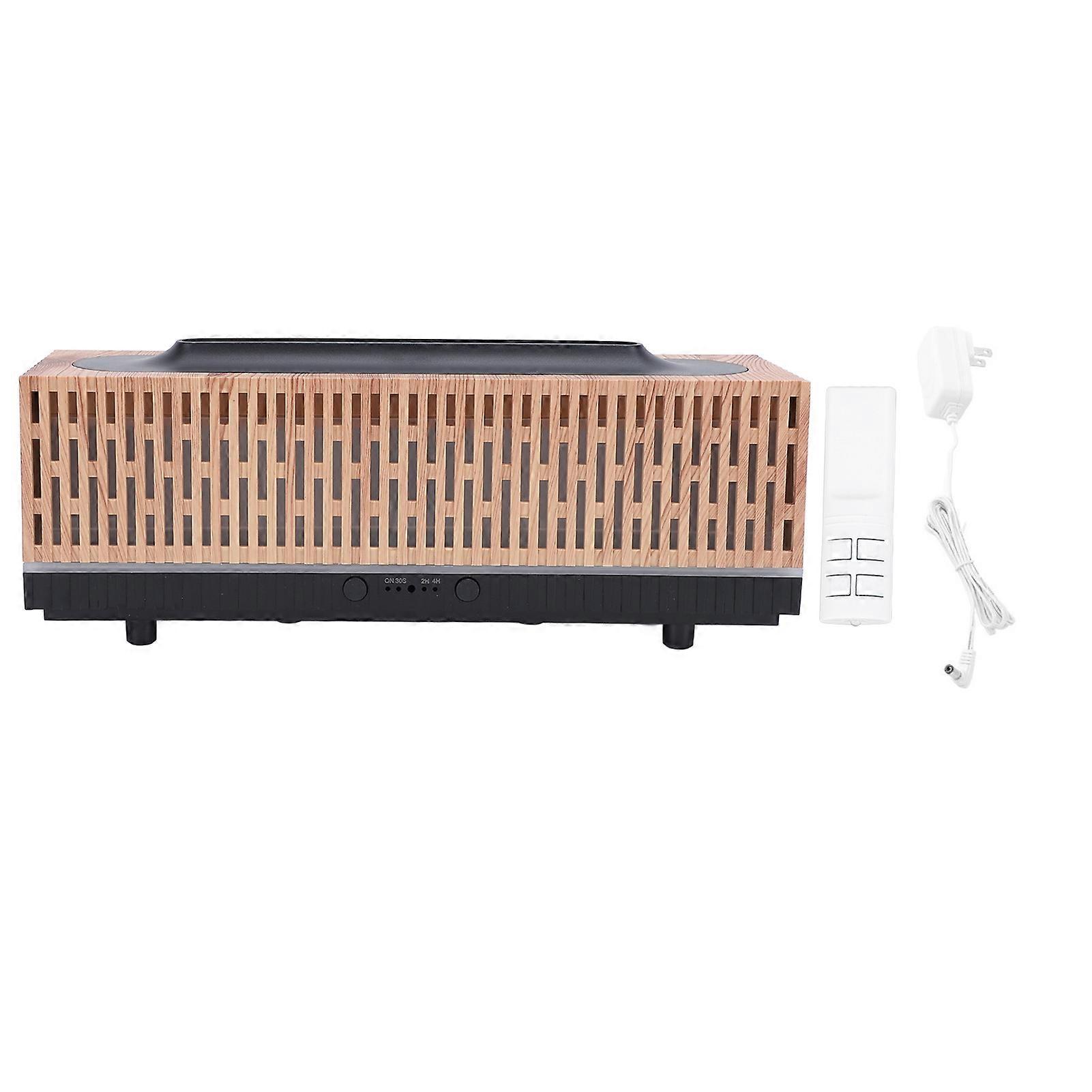 Aroma Humidifier 3D Flame Light 200ml Wood Grain Hollow Essential Oil Diffuser with Remote Control for Bedroom Office 100‑240V