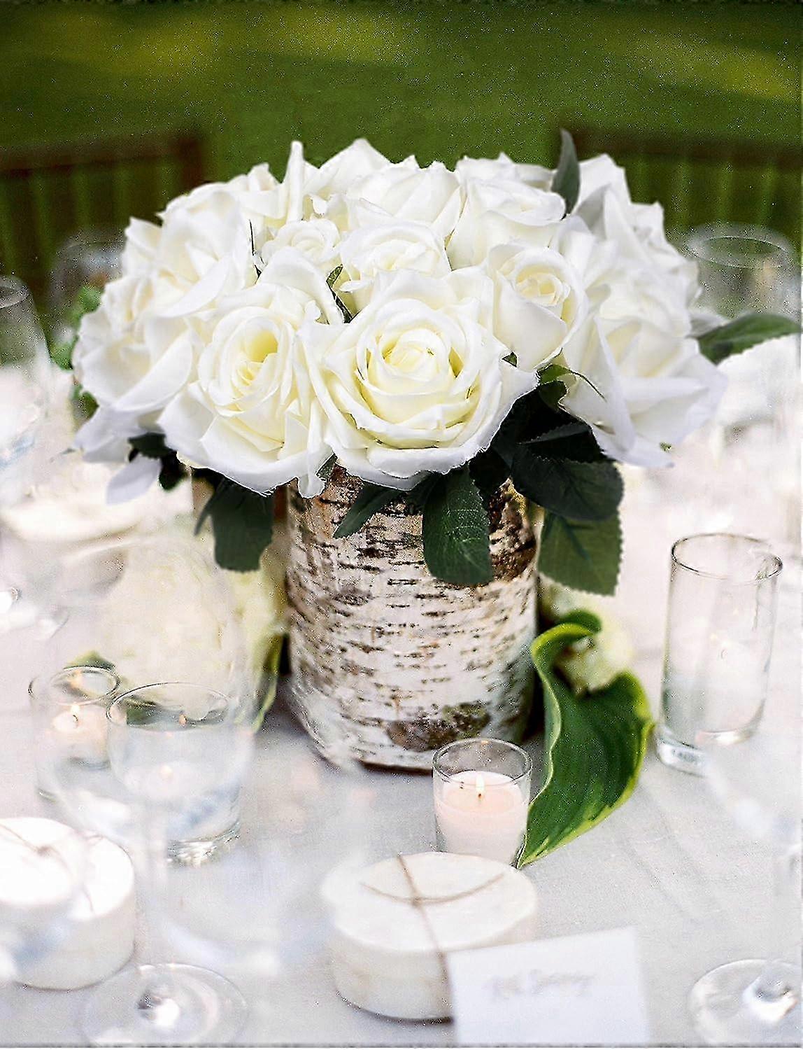 Artificial Rose Bouquet, Silk, White