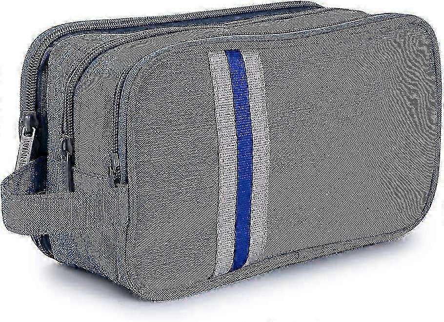 トラベルトイレタリーウォッシュバッグドライ&ウェットセパレーションオーガナイザーバッグ、3コンパートメント付き(ライトブルー)