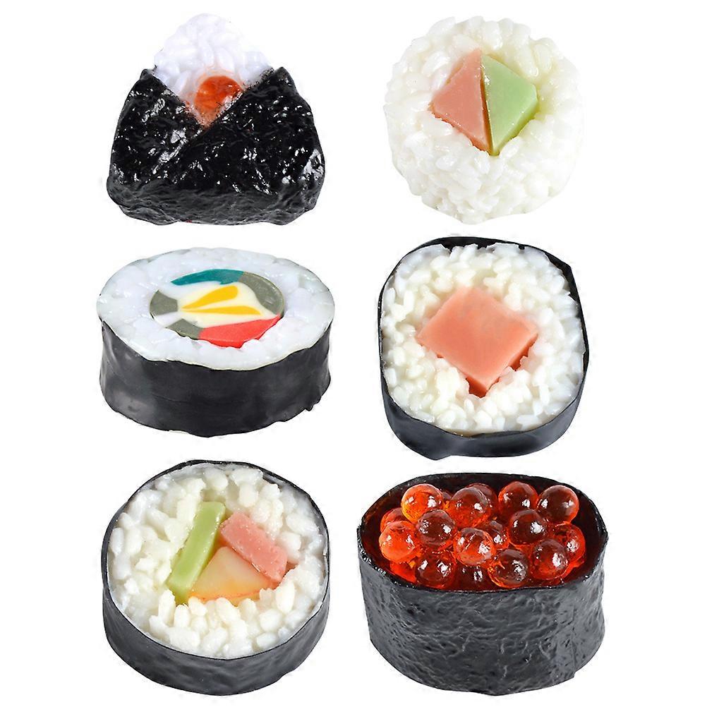 Sushi Play Food Set Artificial Sushi Sample Fake Food Model Multi Colored 6Pcs For Party Display