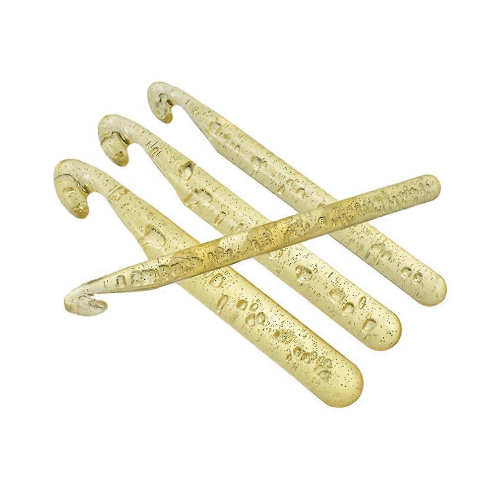 Crystal Handle Design Crochet Hooks Needles Knitting Lovers Huge Crochet Needles ABS Material Yellow 4 Hooks