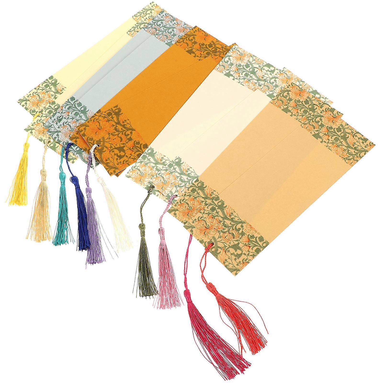 Tassel Design Bookmarks Rectangular Paper Chinese Traditional For Students 21X7cm Page Marker 10 Sets