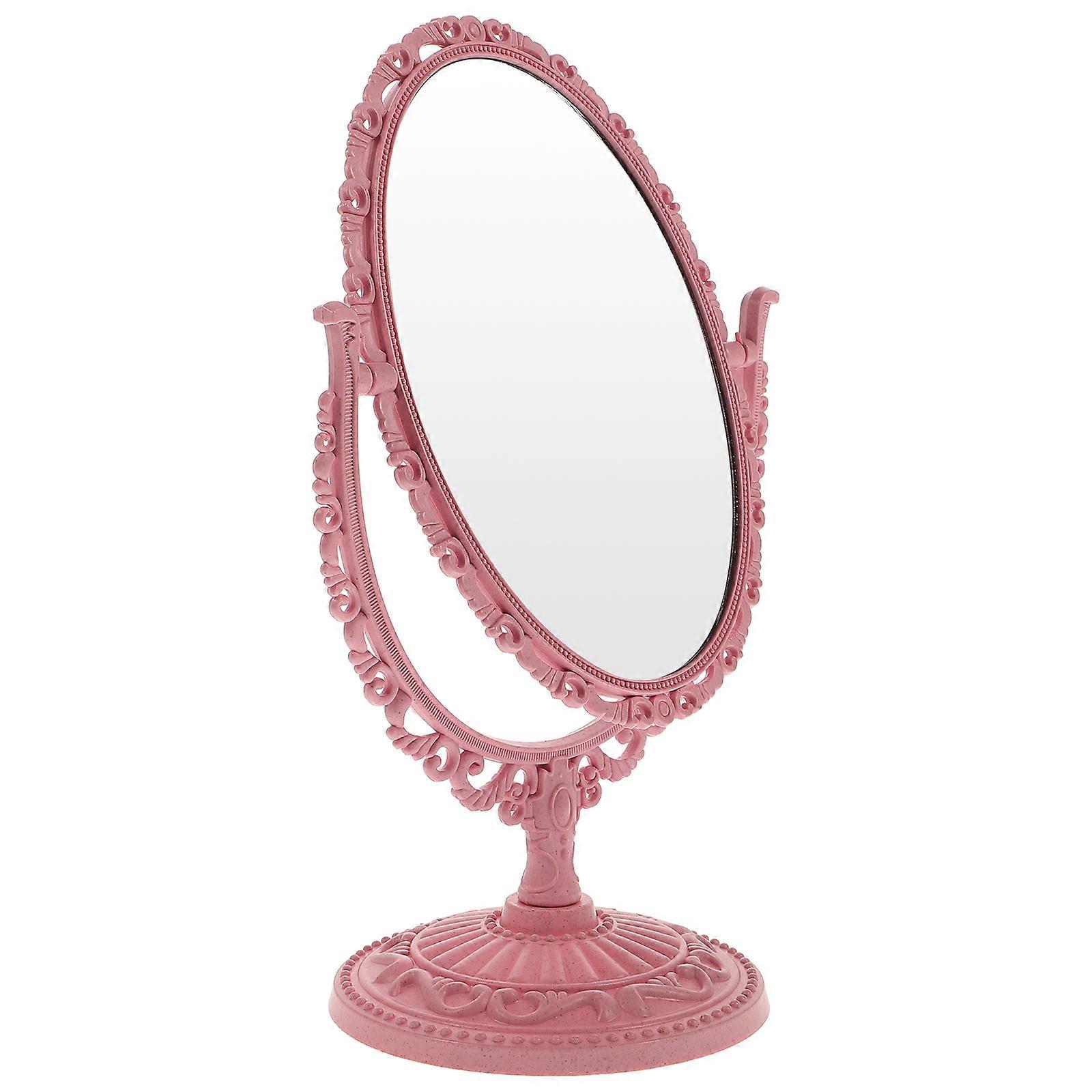 Dressing Table Mirror Small Mirror For Desk Rotating Adjustable Angles Makeup Pink 19.00X19.00X28.00CM 1Pack