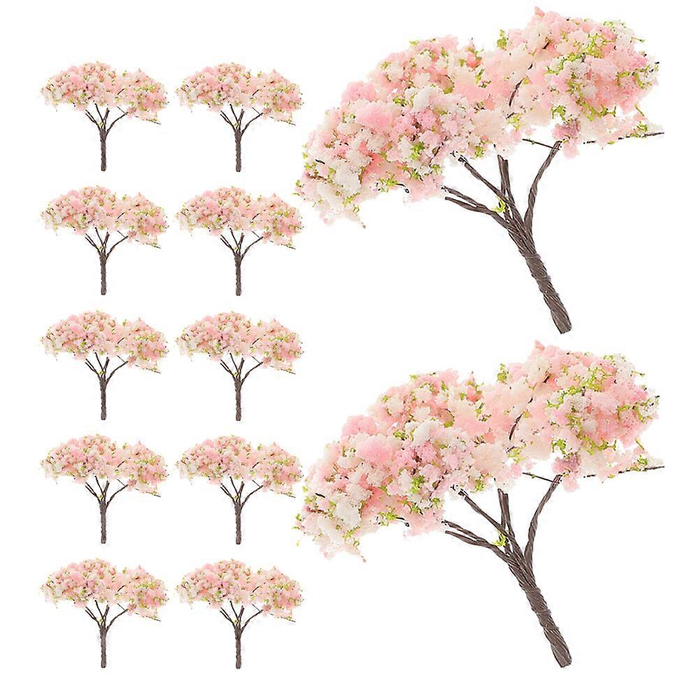 Realistic Miniature Cherry Blossom Trees Abs Material For Dioramas And Micro Landscapes 6.50X5.00X4.50CM Sand Table Creation 12Set