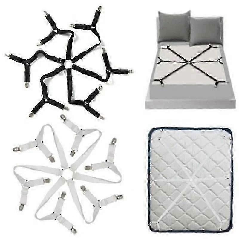 Adjustable Elastic Bed Sheet Clips (12 Pack) - Non-Slip Fixing Straps for Mattress Covers & Blankets - Black/White for SMTX Edition 0620