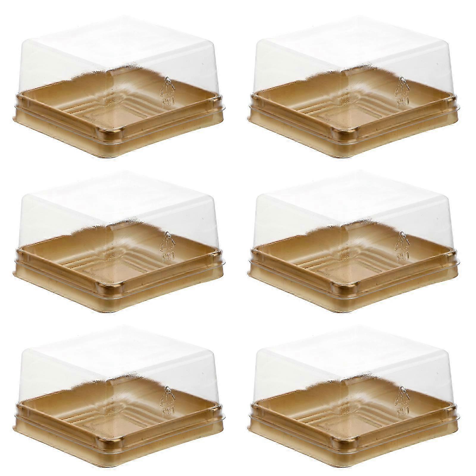 50 Pcs Golden Square Cake Boxes 7.5X7.5X4cm Plastic Gift Containers