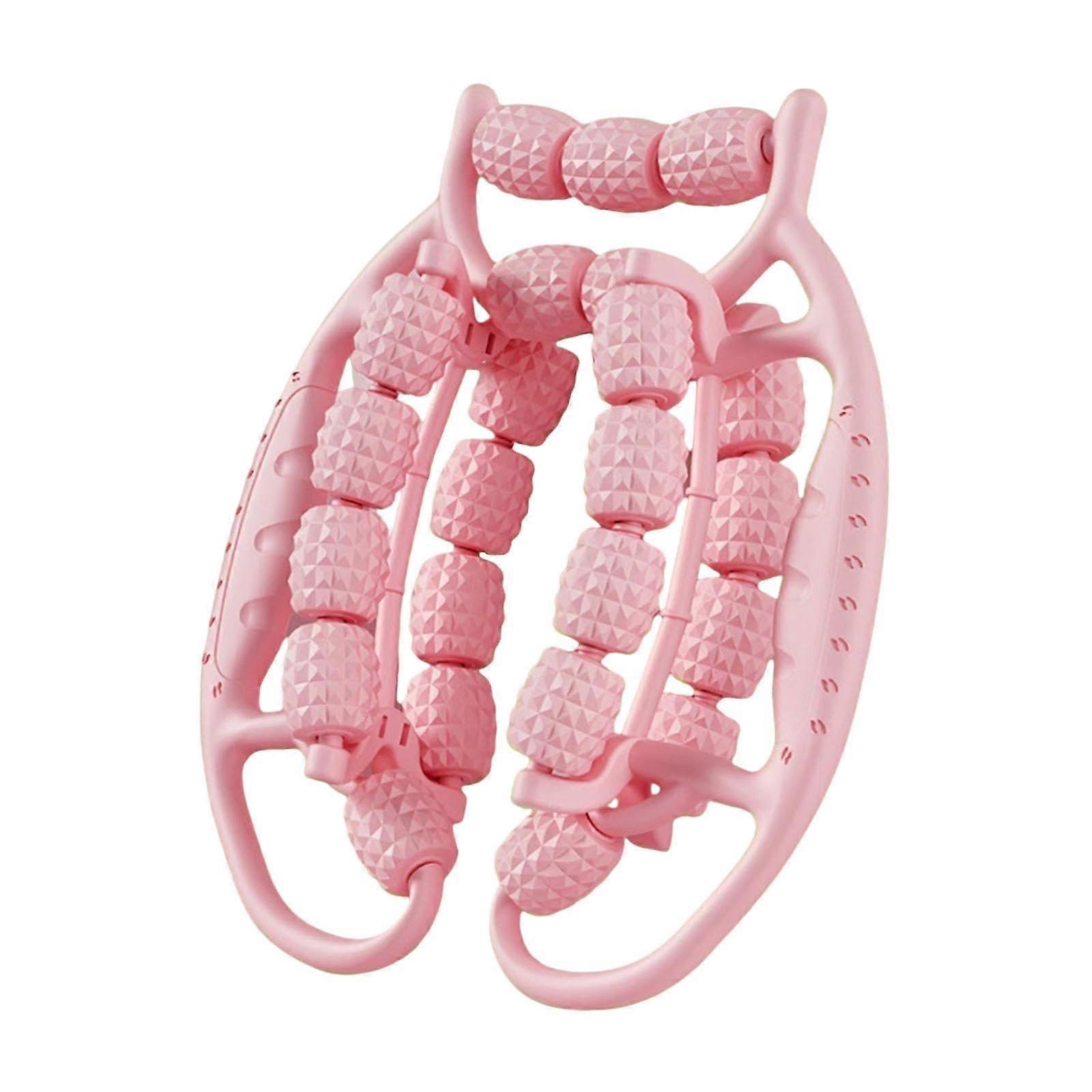 Circular Leg Clamp Massage Tool - Lightweight Handheld Muscle Roller in Pink for Deep Tissue Relief and Recovery