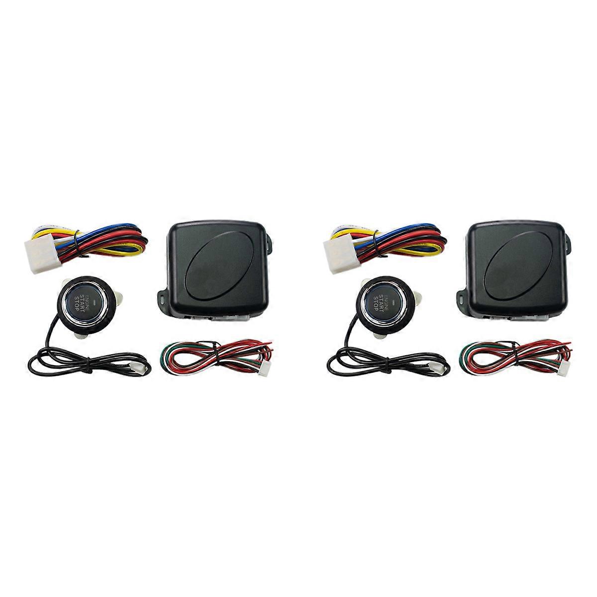 2X Car Alarm One Button Start/Stop System Kit Remote Engine Door Lock Keyless Entry System Central L