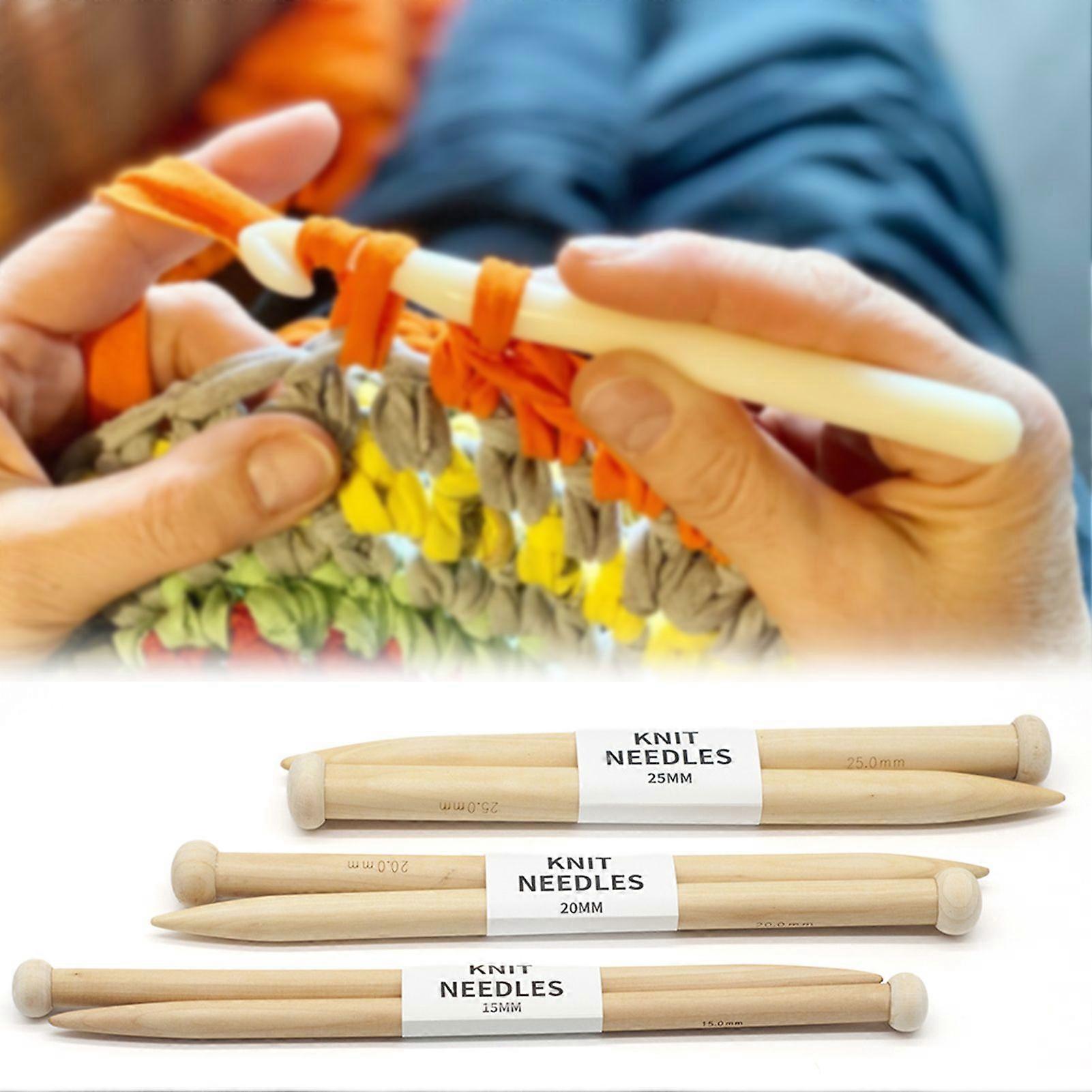 15/20/25mm Jumbo Wood Knitting Needles for Chunky Yarn & Icelandic Wool, DIY Sweater & Blanket Knitting Tools