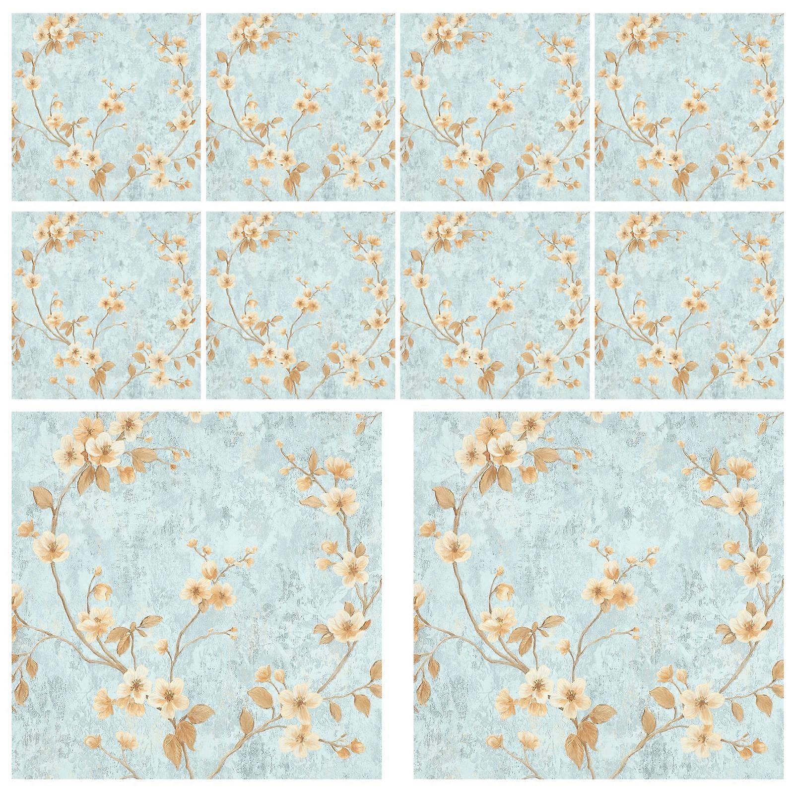 Floral Wrapping Paper Chinese Classical Style Square Shape Sky-Blue 53x53cm Wrapping 10 Sheets
