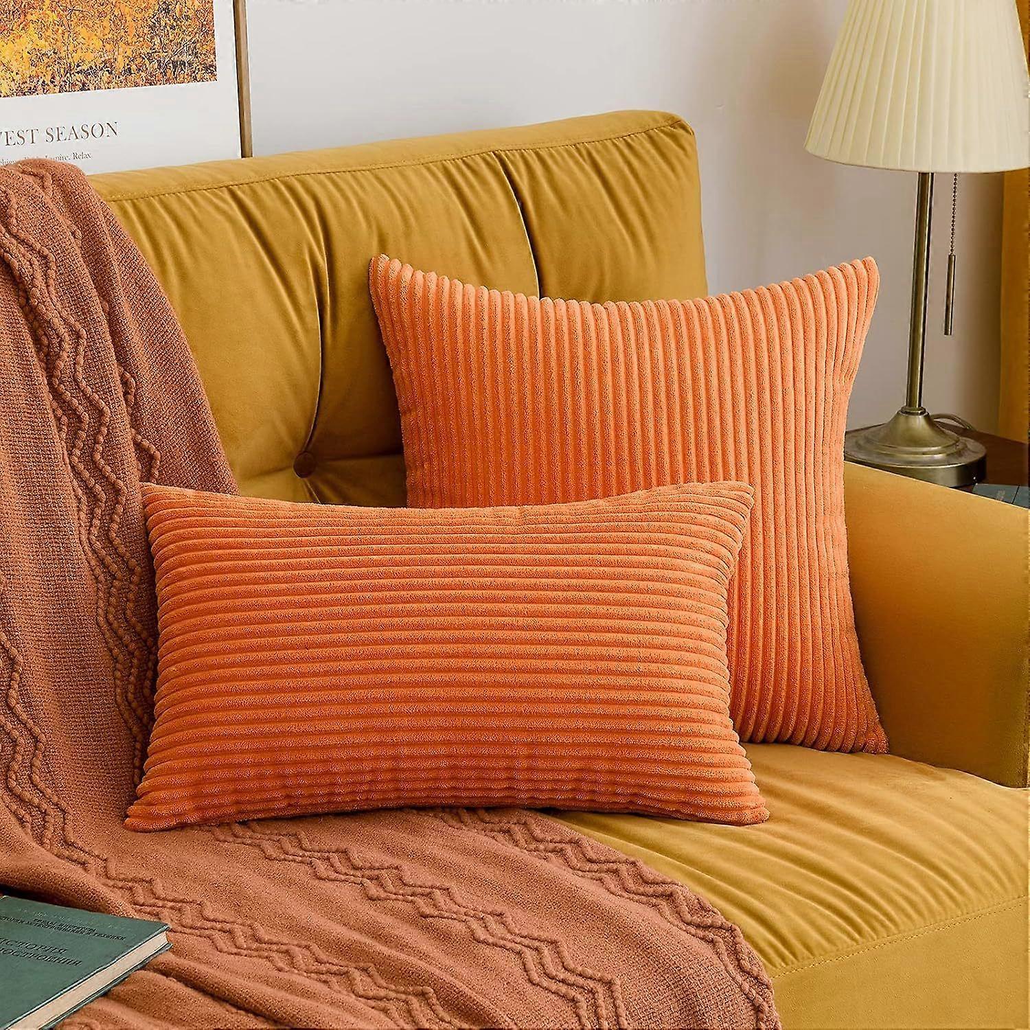New solid color striped corduroy pillow sofa cushion simple nap pad office waist cushion