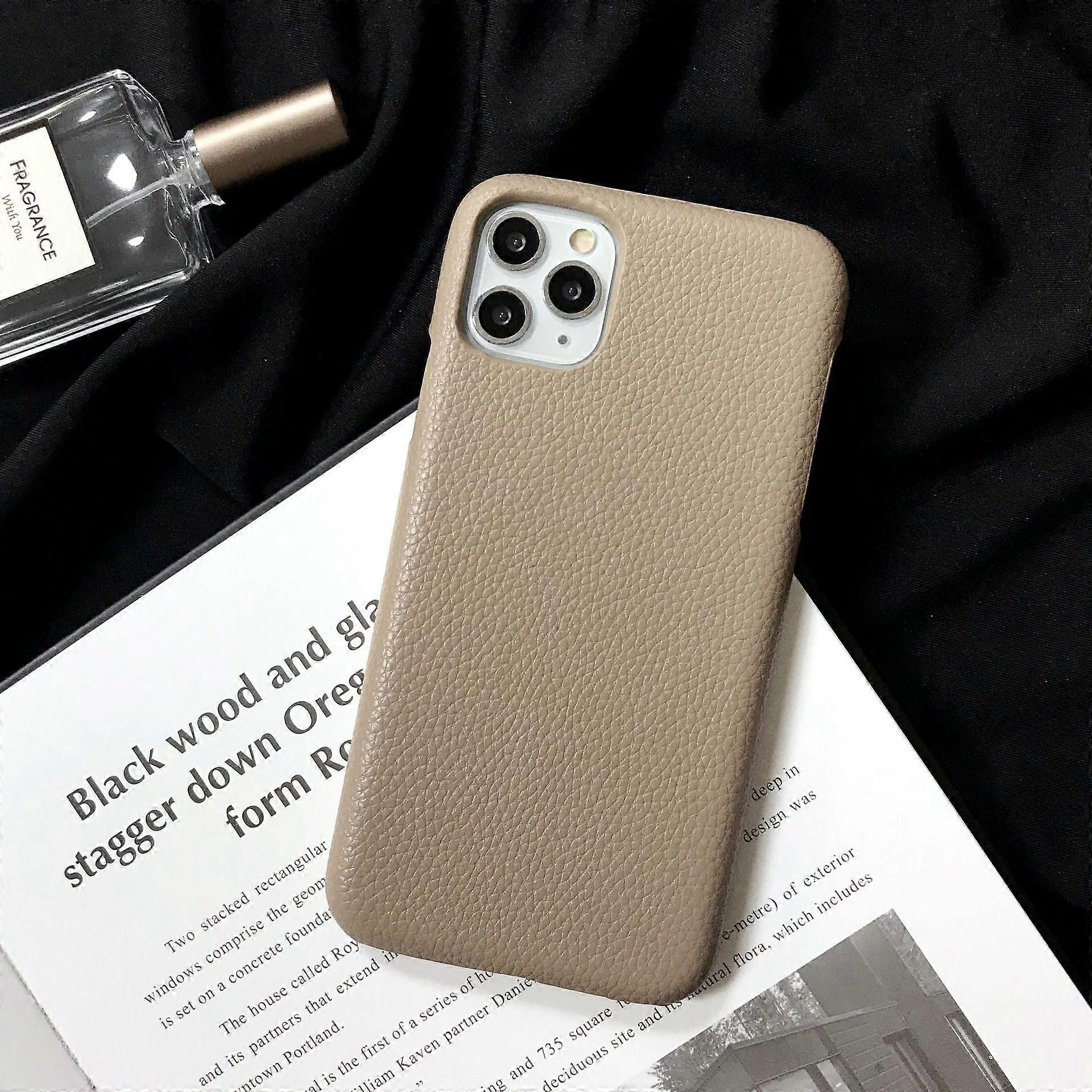 Case For Iphone 13 Khaki Lychee Leather Feel No3669