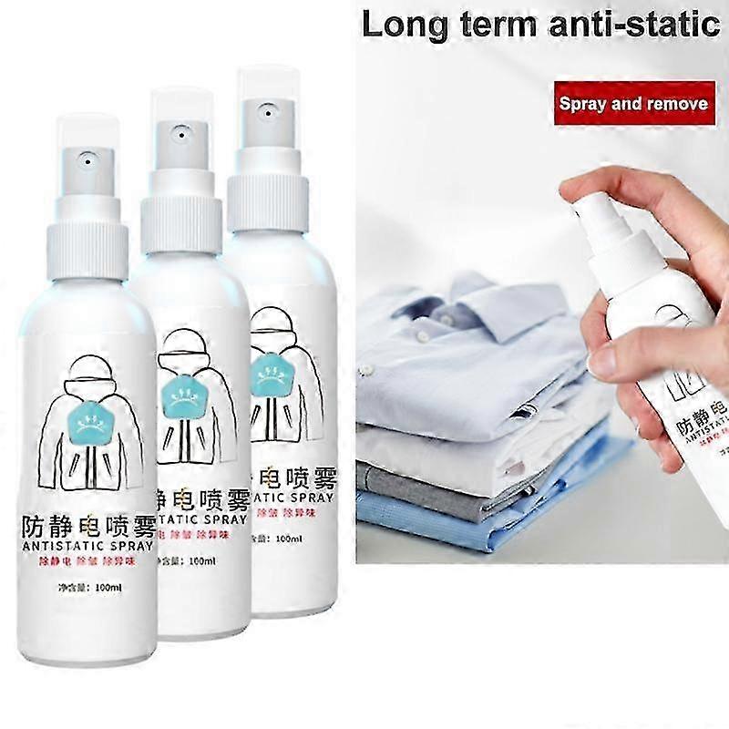 3x 多功能防静电喷雾 100ml 静电杀手服装护理静电喷雾