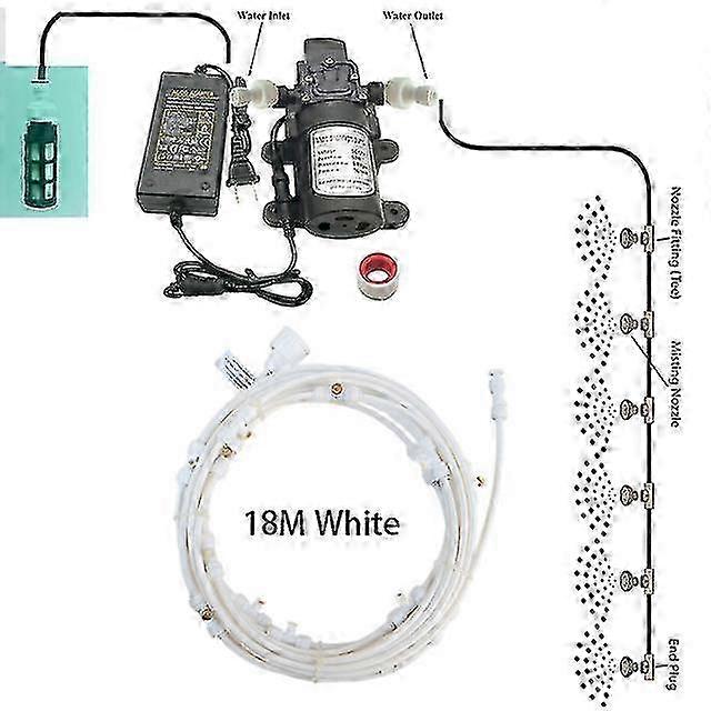 Misting Cooling System with Pump Filter Kit 20FT-60FT Mister Line Brass Nozzle 5L/Min for Outdoor Use