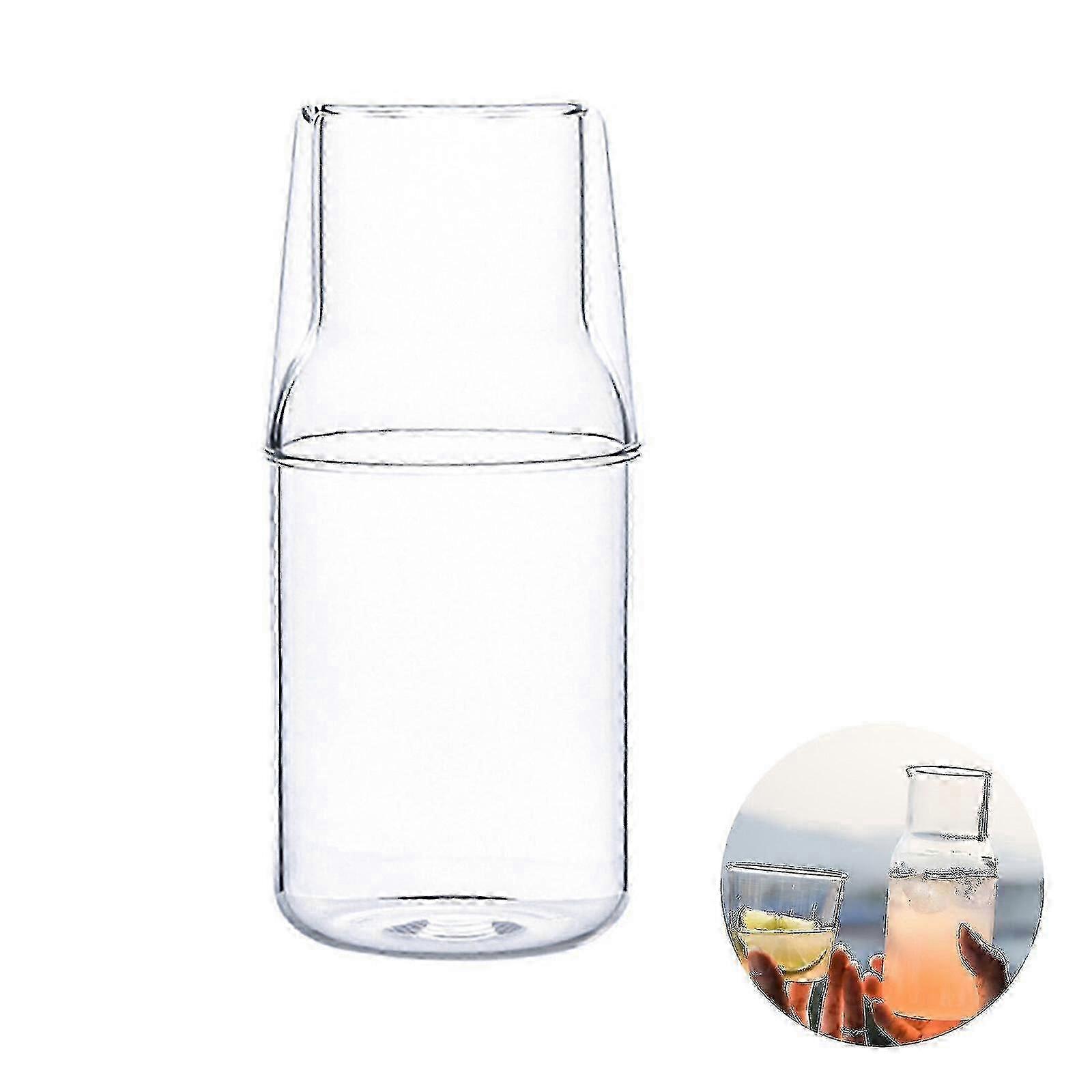 Conjunto de jarra de água de cabeceira com copo de vidro e garrafa de enxaguatório bucal, copo de suco de 360/500ml para mesa de cabeceira