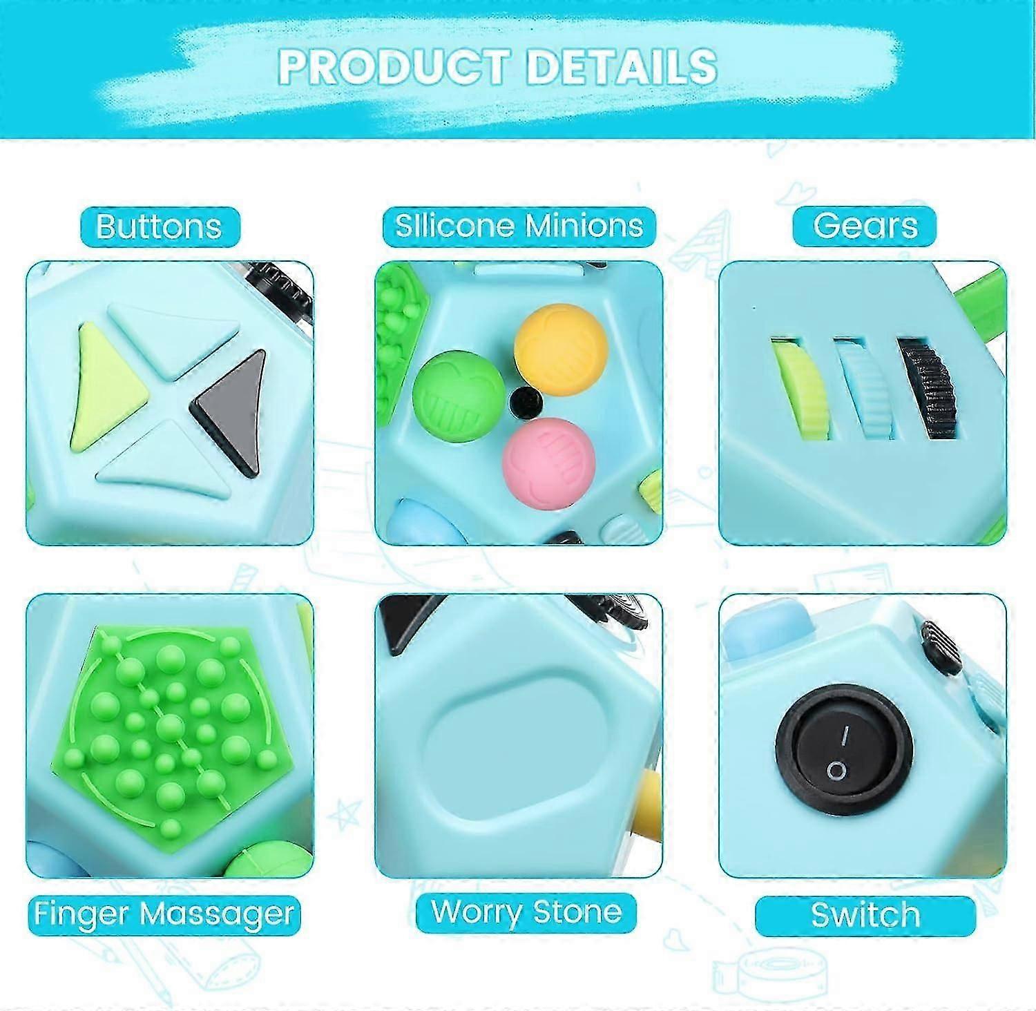 12-sided dodecagonal shaped man, anti-anxiety dodecagonal cube, stress reduction and stress relief controller block