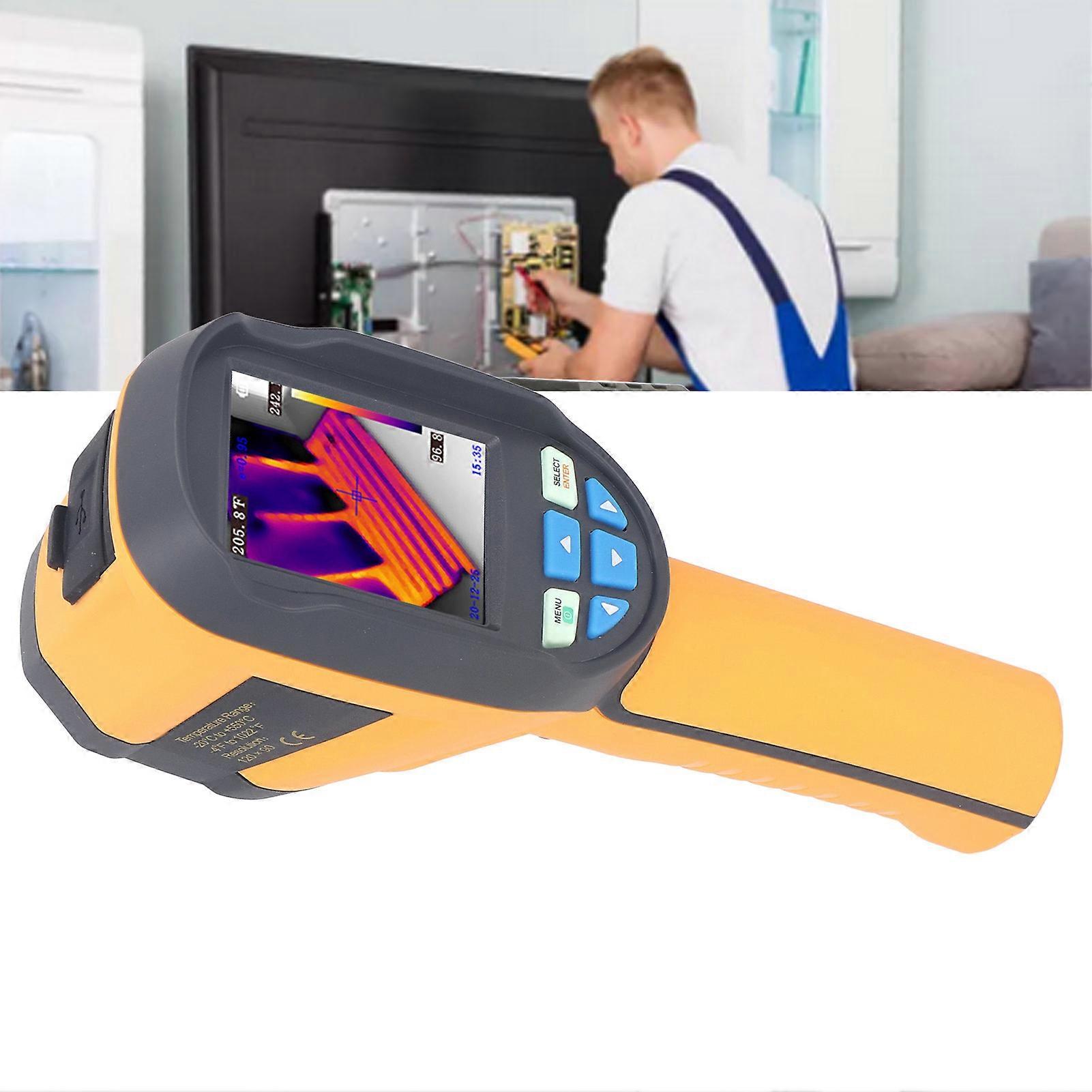 2.8in Infrared Thermal Imaging Camera Handheld Thermal Imager Water Pipe Leaking Detector 120x90 ‑20 to 550℃ US Plug 100‑240V