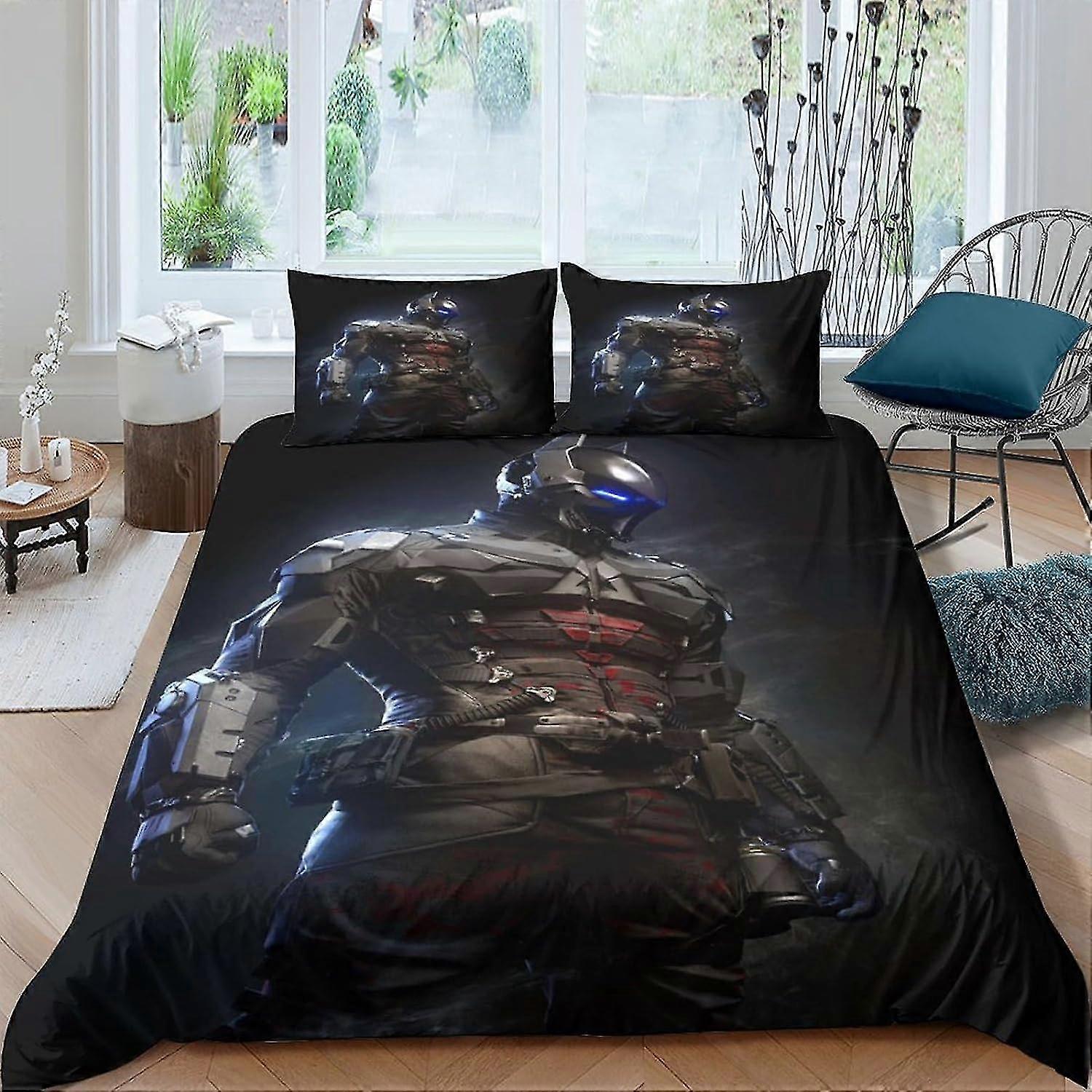 Superheld Bettbezug Set, 3D Mikrofaser Polyester Bettwäsche Set mit Kissen, 3 Stück Set, Reißverschluss Bettbezug Doppel