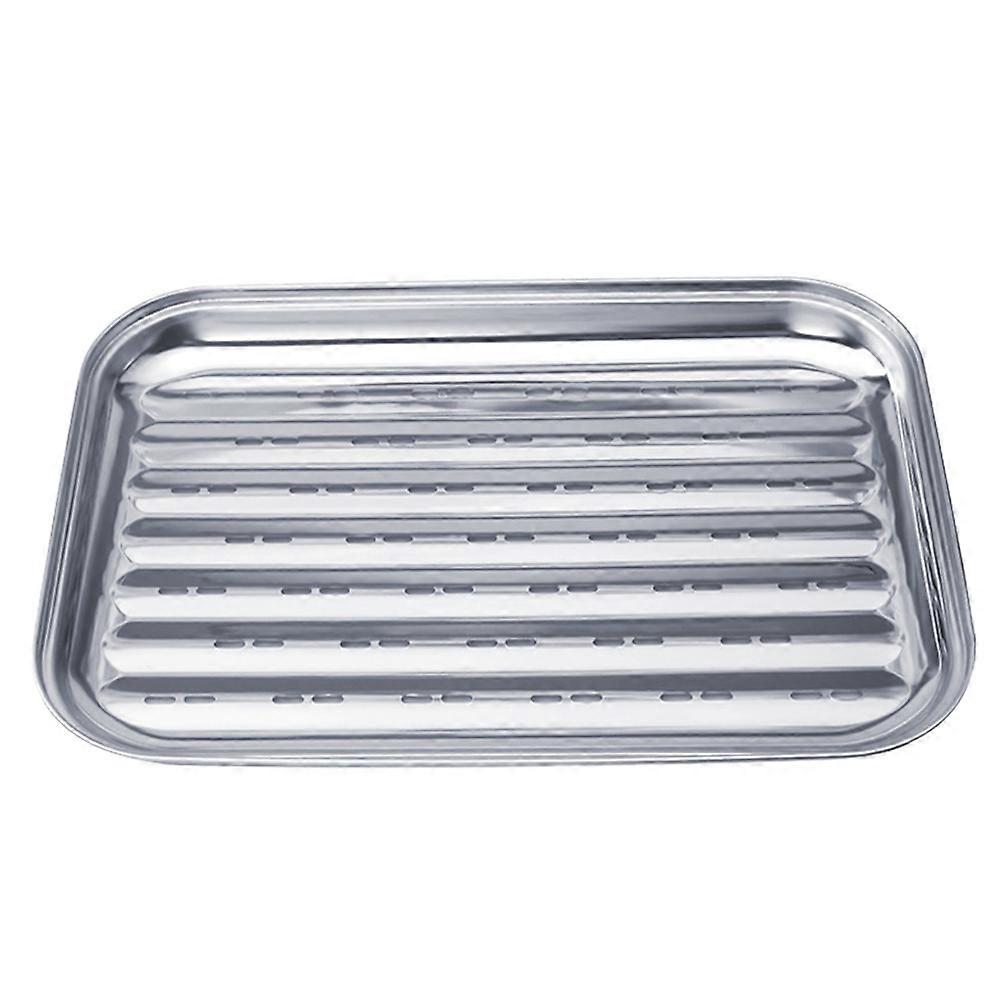 Stainless Steel Grill Tray EnvironmentFriendly Baking Pan Large Capacity for Barbecuing and Baking 12.5x9.5 Inches