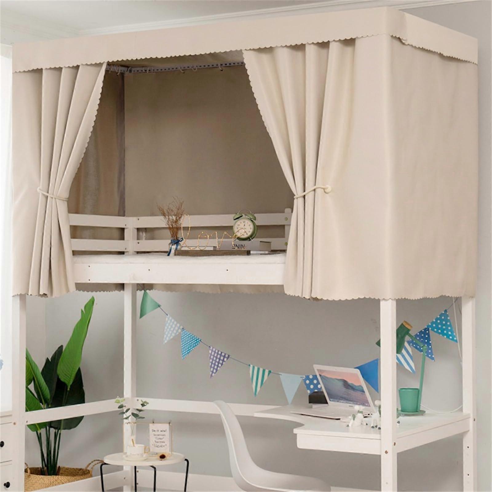 Bed Curtain, Bunk Bed, Blackout Curtains, Dustproof Bed Canopy, Children's Bed Tent (Beige, 1.2x2M)