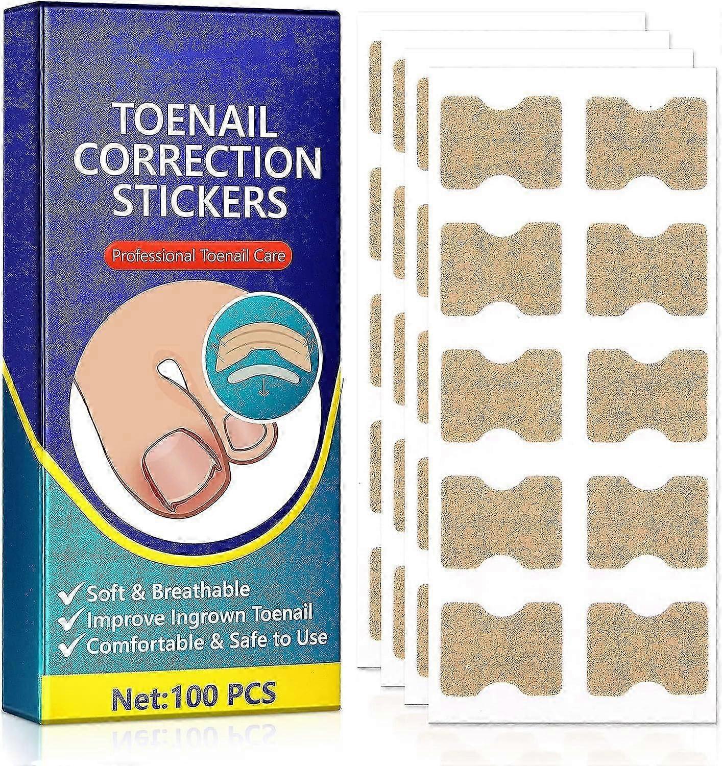 رقعة أظافر القدم ، ملصقات تصحيح أظافر القدم الناشب ، شرائط أظافر القدم الناشبة ، أدوات باديكير المصحح ، ملصقات باديكير 100 قطعة