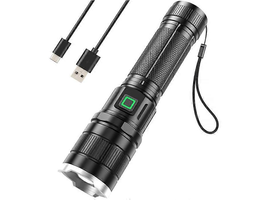 Torch LED, 6000 Lumens Torches LED Super Bright Battery Powered with 3 Lighting Modes Zoomable IP65 Waterproof, Portable Flashlight(Black)