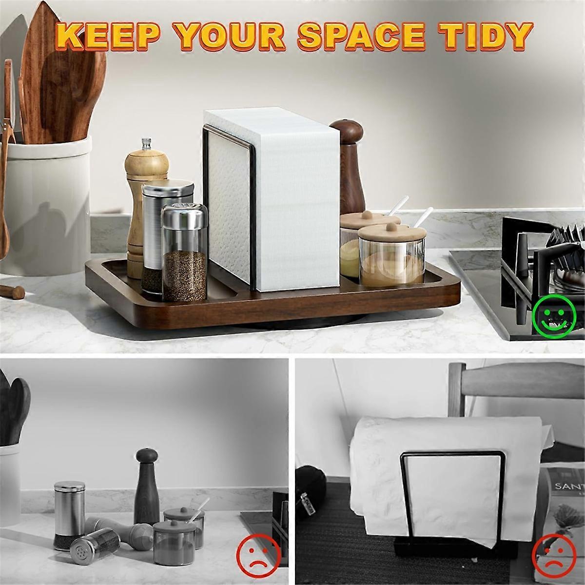 Napkin Holder for Table, Rotating Metal Napkin Dispenser