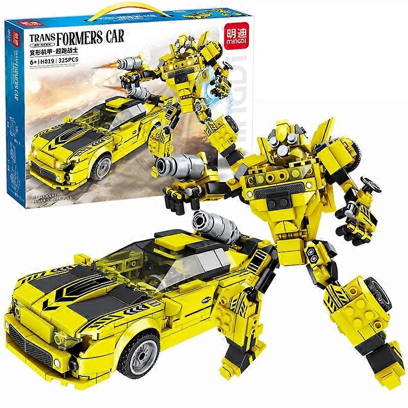 n9R H019 325Pcs Deform Mecha Building Blocks Set for Kids DIY Mini c0g Bricks Car Model Toy