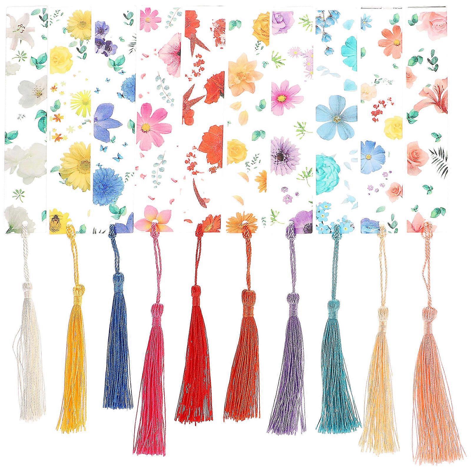 Page Marking Tool Flower Printed Acrylic Material For Reading Home Classroom Office Library 10Pcs