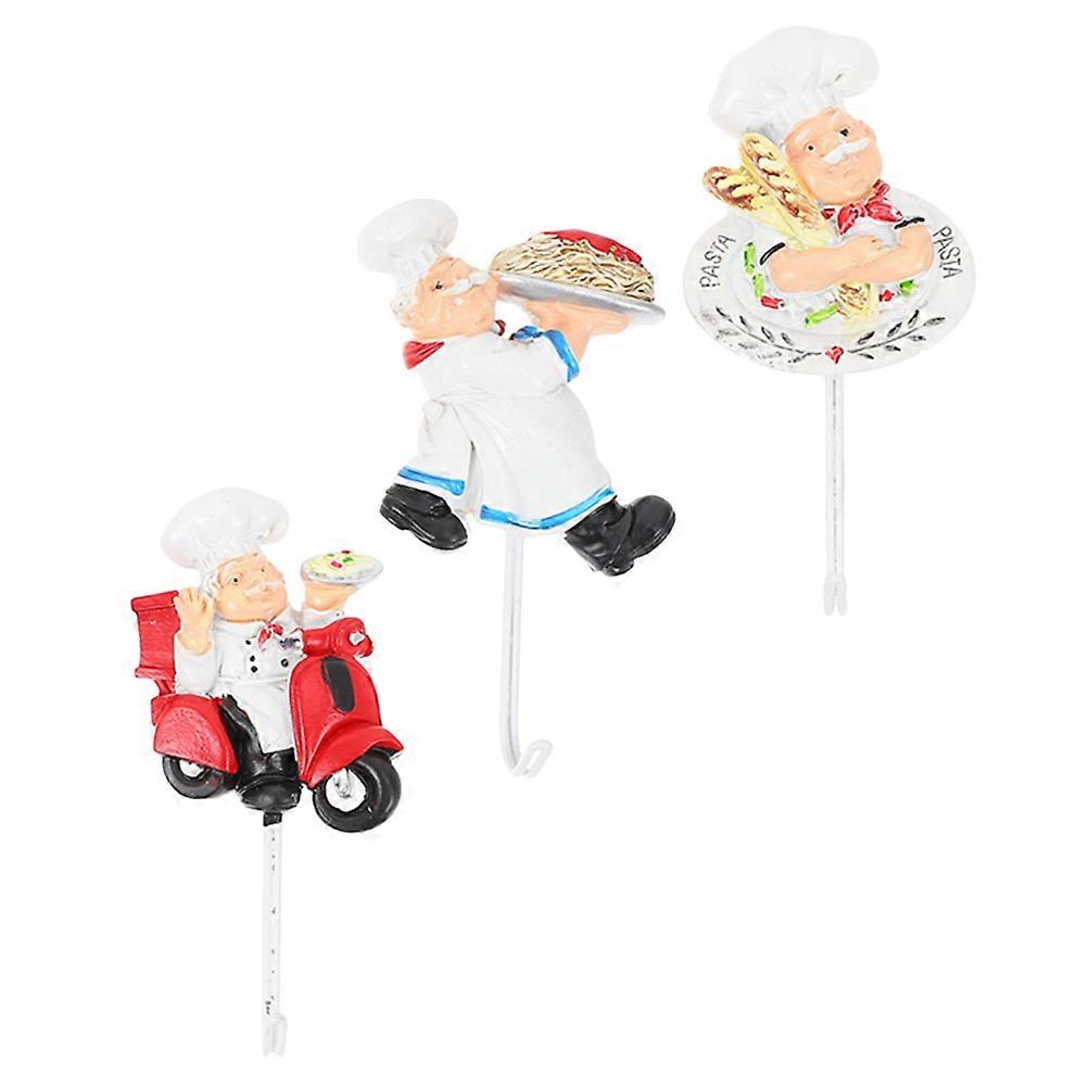 Chef Decorative Hooks Wall Mount No Drilling Simple Elegant Room 3Pcs