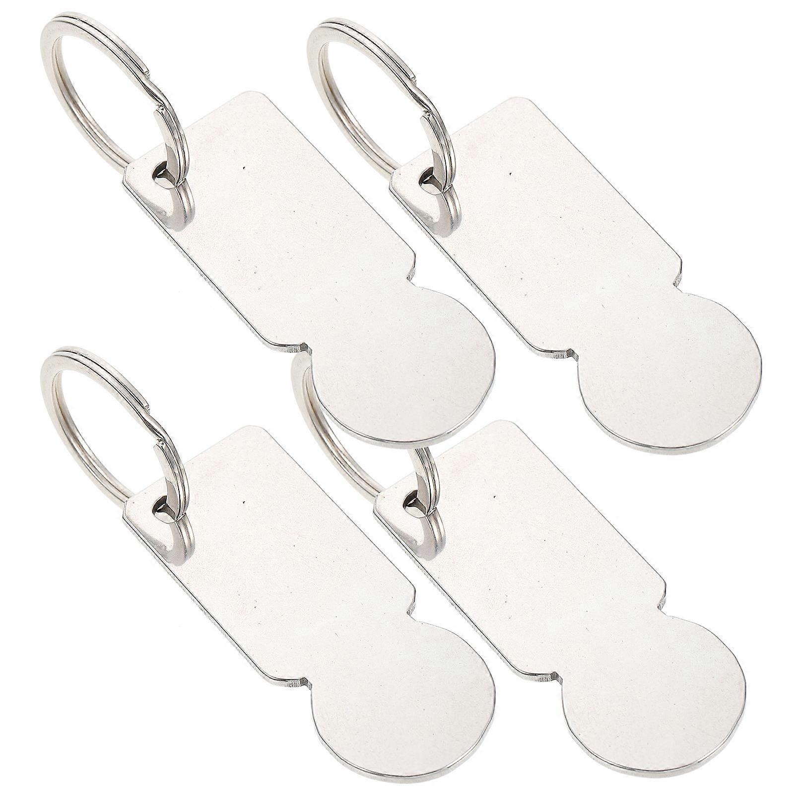 Cart Token Key Chain Shopping Trolley Tokens Keychain Women Daily Use Silver 8X2.6X2.3CM