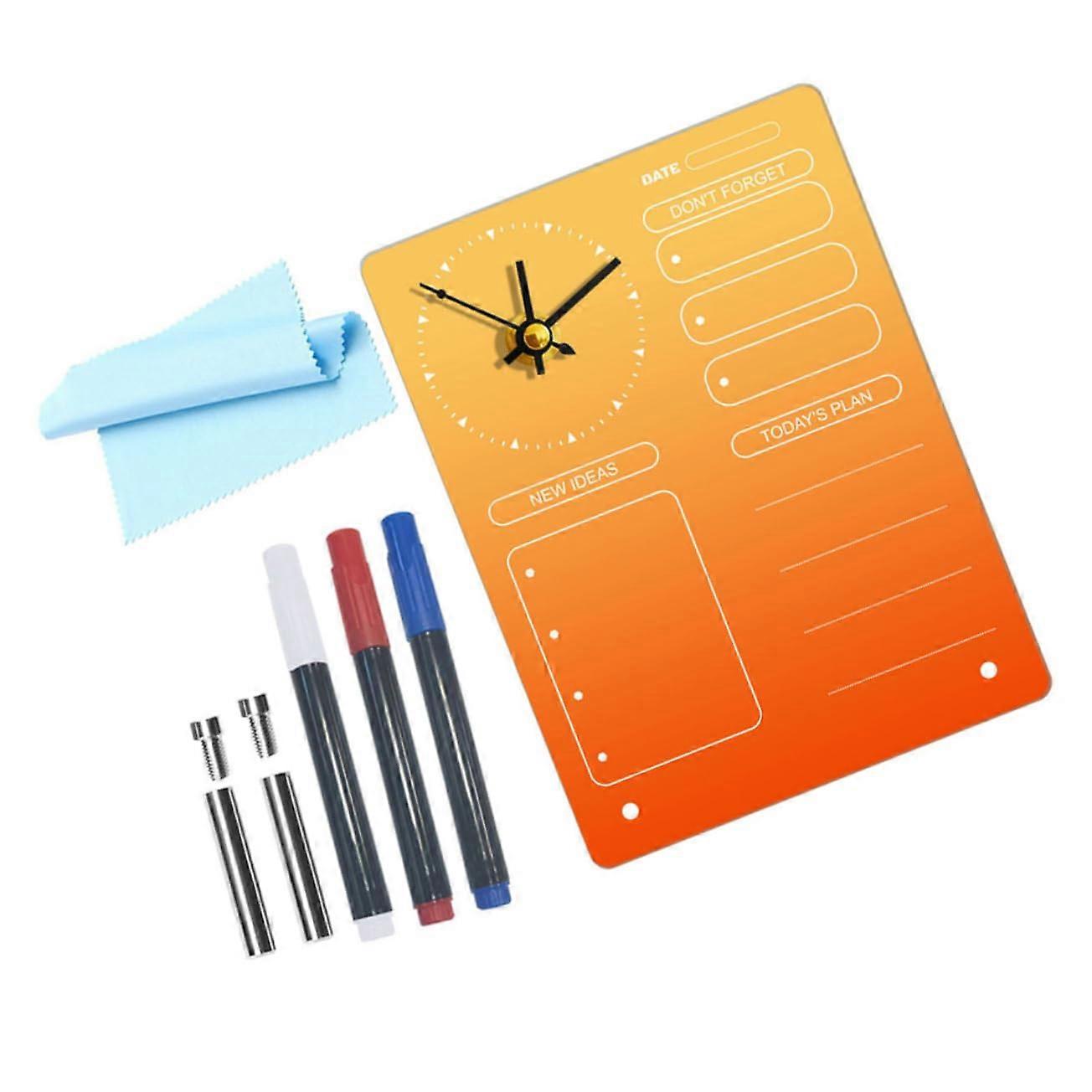 desktop memo board with clock for task management, compact design