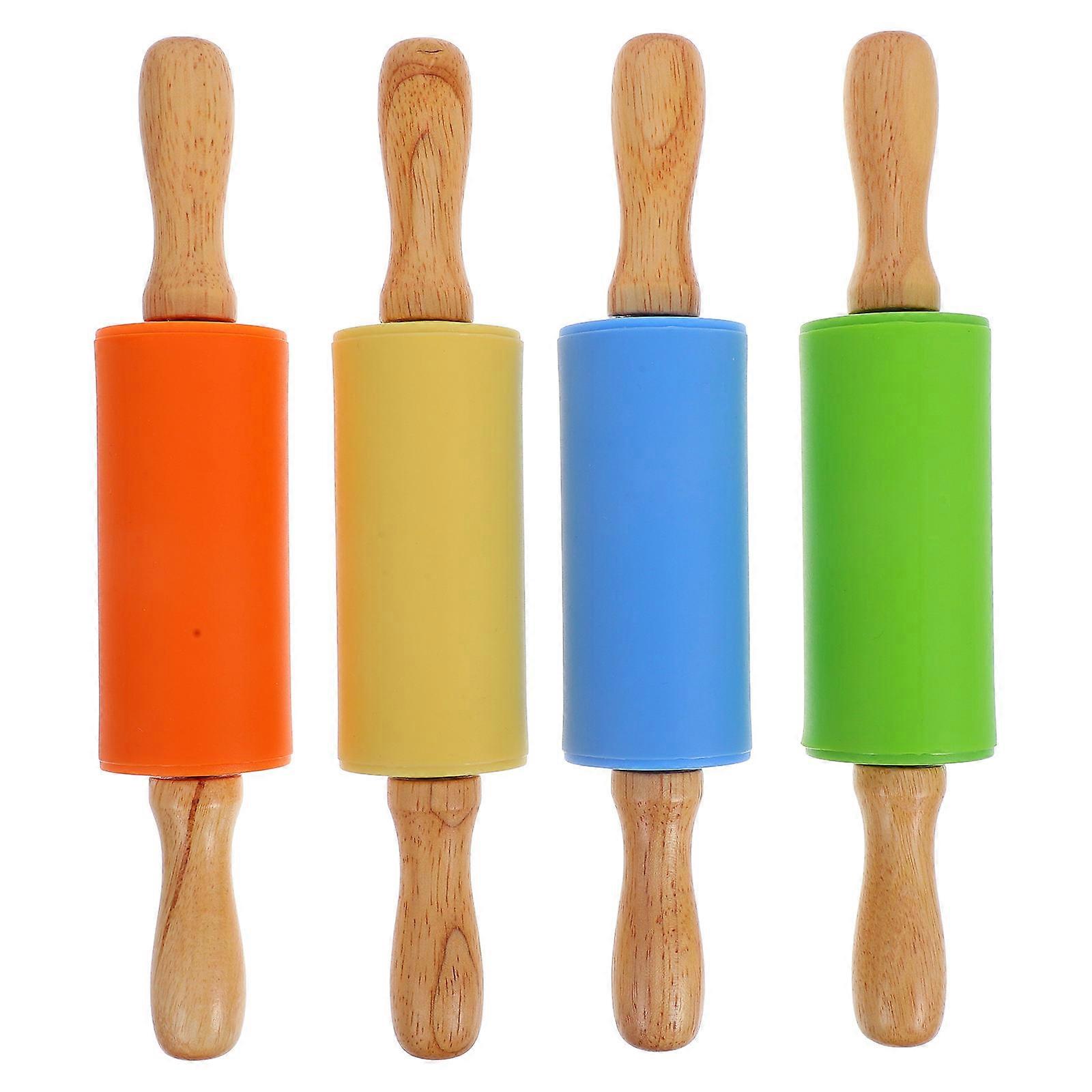 Rolling Pins For Kids Small Baking Roller Non Stick Silicone Dough Rolling 4Pcs