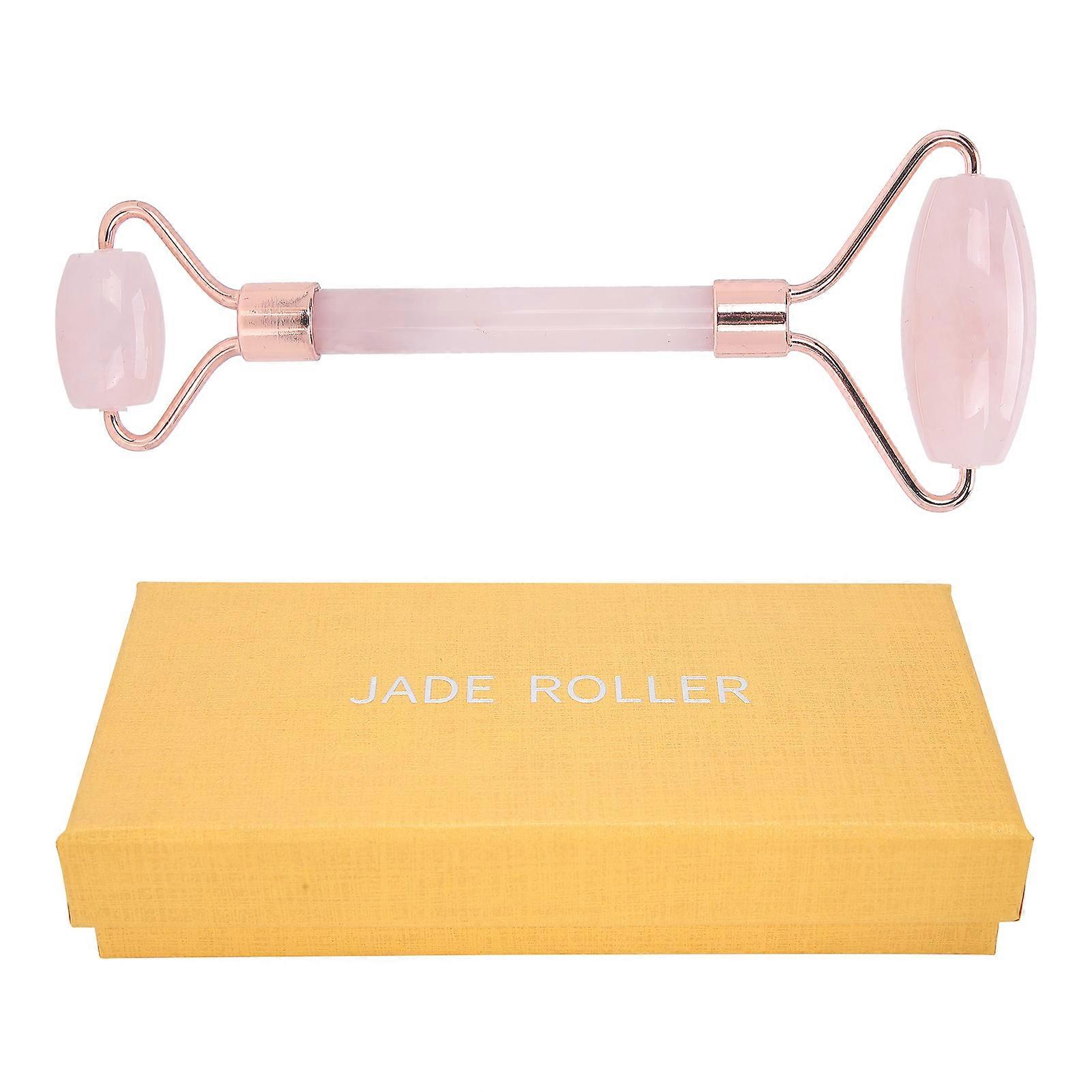 Jade Face Roller Rock Double Ended Facial Massager AntiAging Skin Lifting Tools(Rose Red )