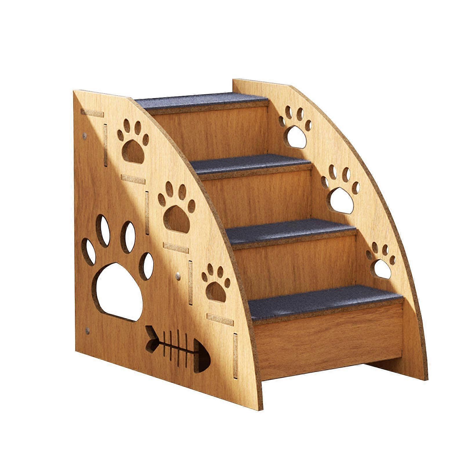 Wooden pet stairs – Carpet dog ladder for small dogs – Multilevel steps for older pets – Sturdy, 4 floors