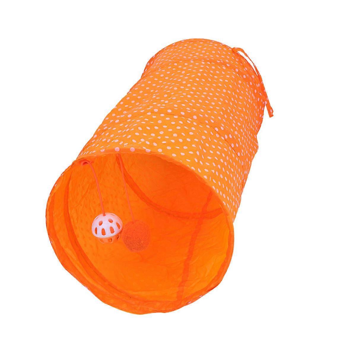 Cat Foldable Tunnel Multi-Functional Cat Tunnel Exercise Sensory Development Pet Supplies 53*25*25cm Orange 1Pack