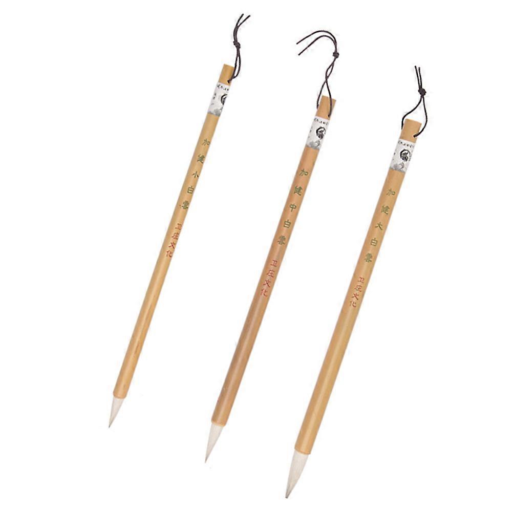 Calligraphy Brushes Writing Chinese Calligraphy Pens Student Classical Bamboo Wool 3Pcs