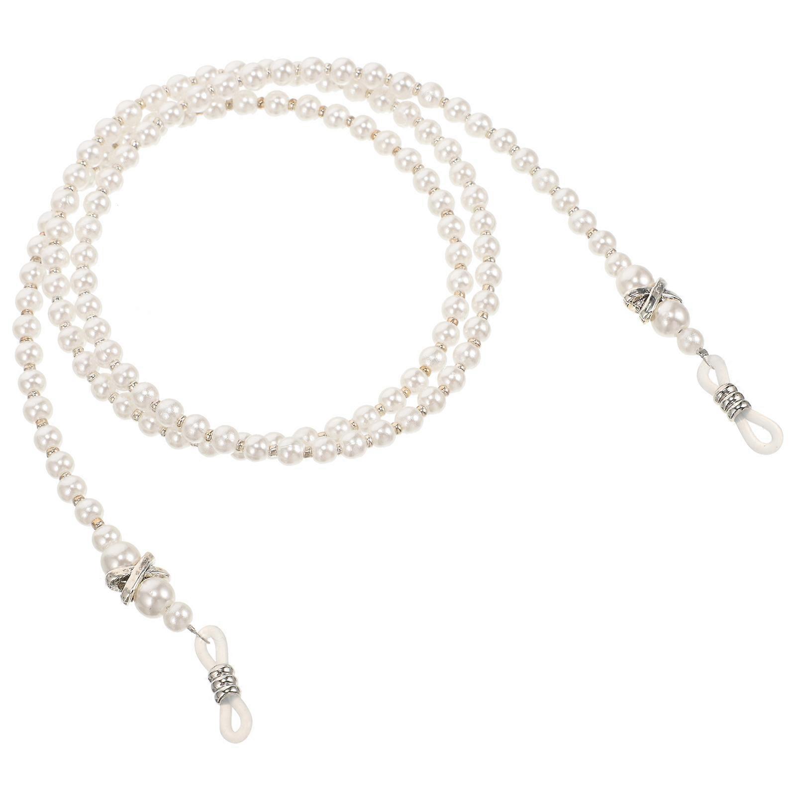 Beaded Eyeglass Chain with Imitation Pearls in White for Phone Use Glasses String Sunglasses