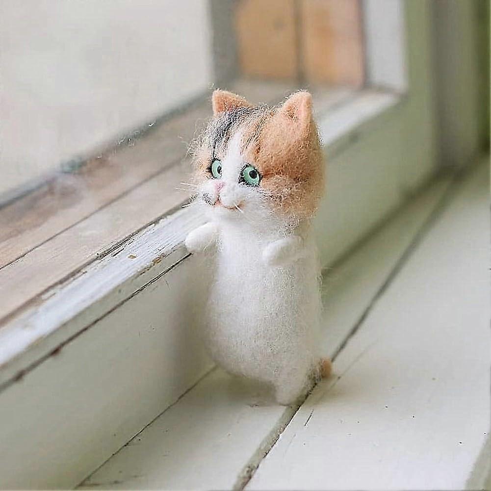 DIY Cat Wool Felt Material Kit for Handmade Doll Creation Complete Needle Felting Tools ( The )  The