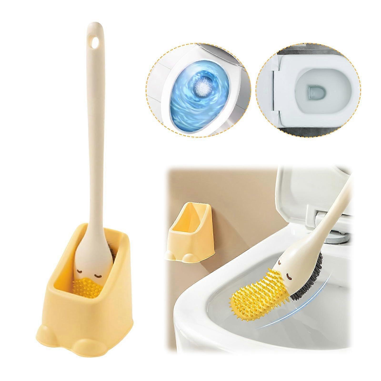 Toilet Brush with Long Handle, Soft Bristles, Wall-Mounted Design for High Toilets, 39.2x11.5cm Size