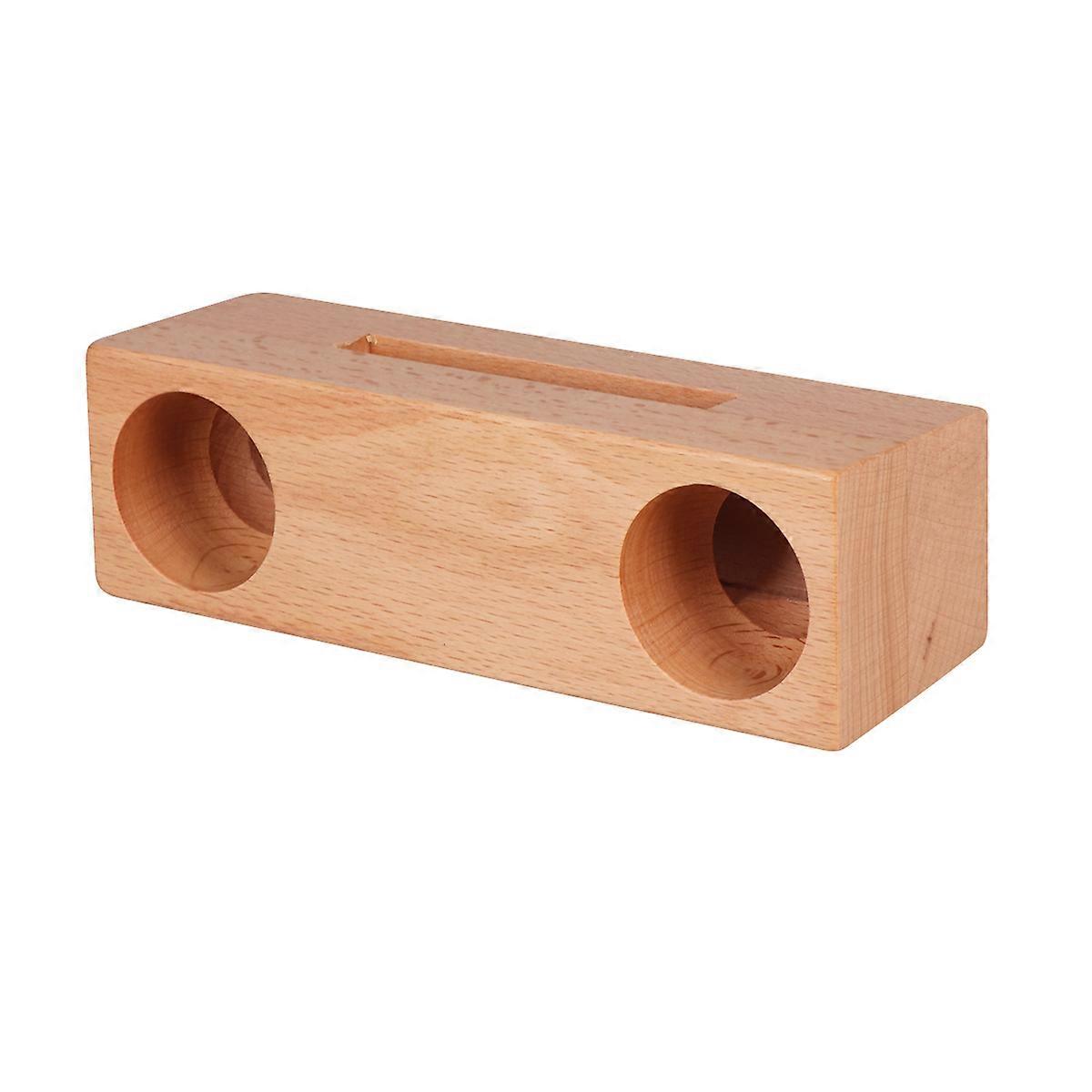 Wooden Phone Sound Amplifier Holder Beech Passive Speaker Stand for Portable Mobile Devices Video Watching Hands Free Use Desk Car