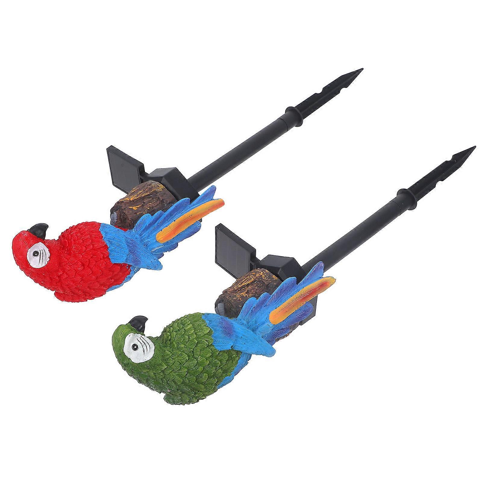 Lawn Stake Lamp 2Pcs Assorted Color ABS with Lawn Solar Light and Lifelike Parrot Charm for Home Use