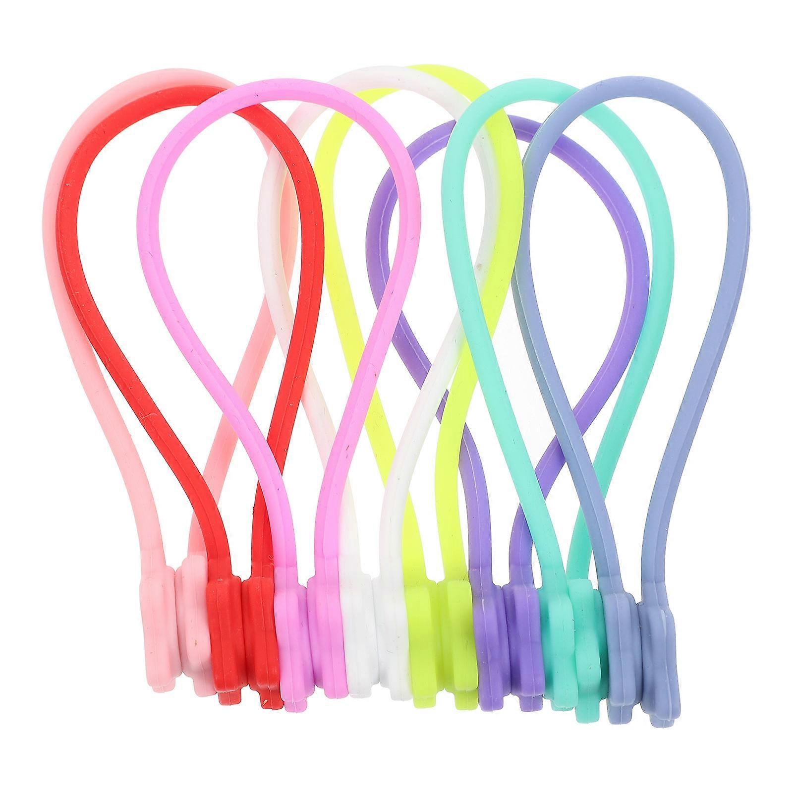 24PCS Magnetic Silicone Cable Ties Reusable Cord Organizer for Home, Office & Kitchen Easy to Use Data Cable Management Straps