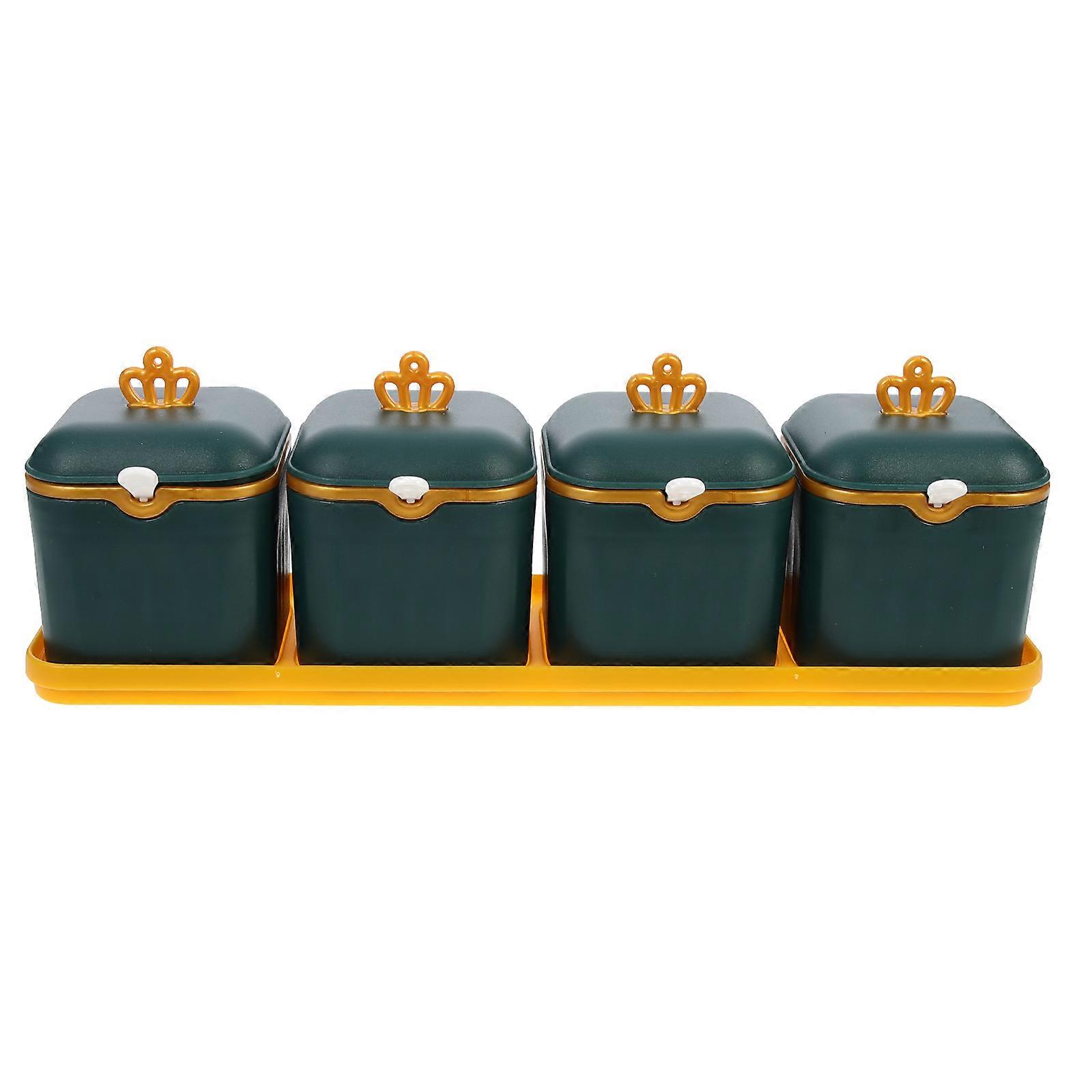 Nordic Style Seasoning Containers Made of PP Material for Kitchen Green Color Fits Most Scenes 1 Set