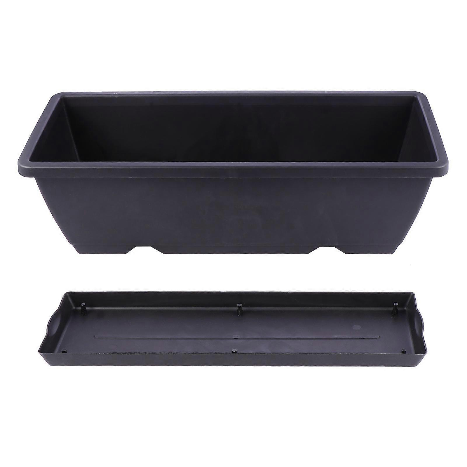 Rectangular Plastic Garden Planter Pot with Drainage Hole and Saucer