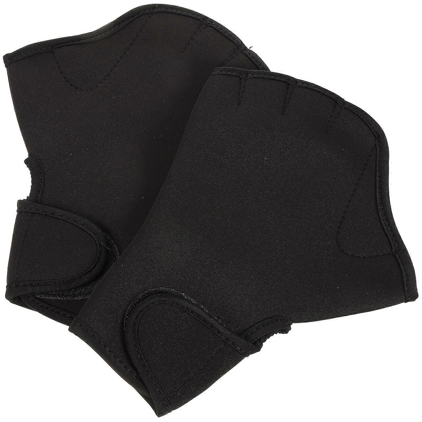 Black Nylon Swim Gloves with Adjustable Strap for Water Resistance Training and Durable Use 1 Pair