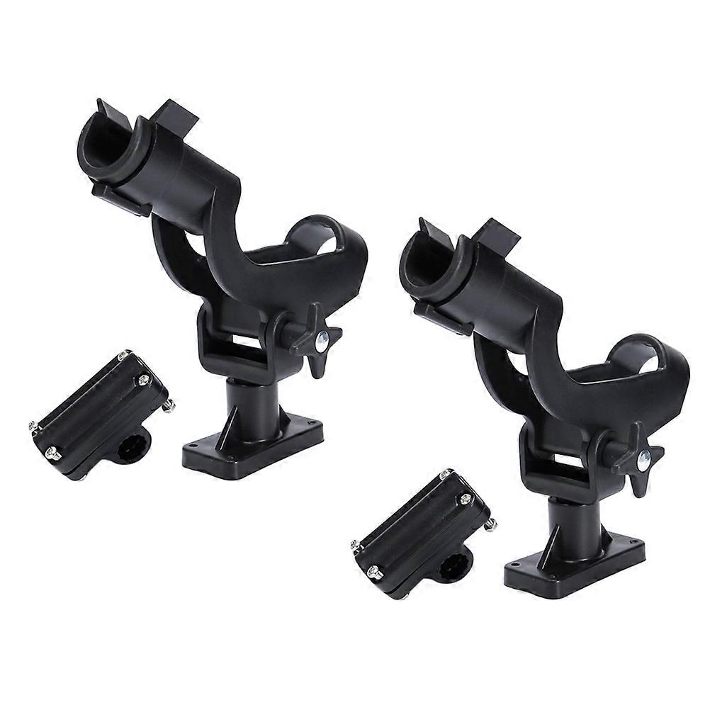 Vehicle Fishing Rod Rack Kits Fishing Tool Holder For Boat 360 Degrees Rotatable Square Shape Spring Loaded Tension Knob Black 2Pack