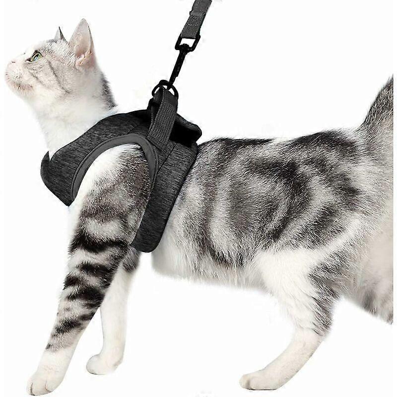 Ultralight Cat Harness and Leash Soft and Comfortable Kitten Collar Cat Walking Jacket Running, Suitable for small pets (Grey,S)